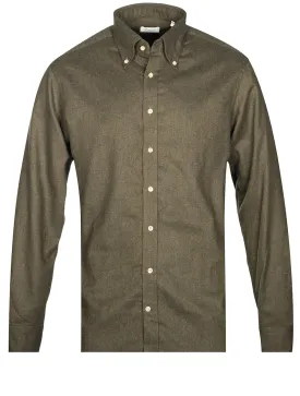 Luxury Flannel Fitted Shirt Green