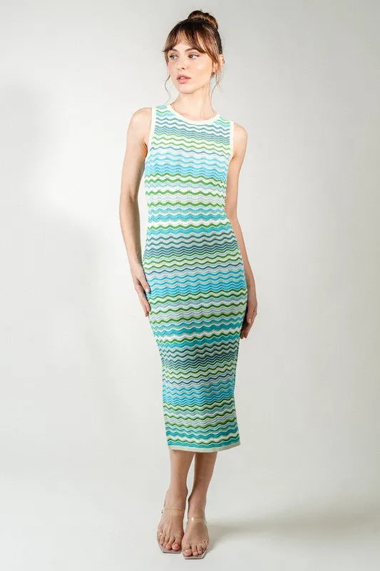 Margarita Missoni Inspired Wavy Knit Midi Dress