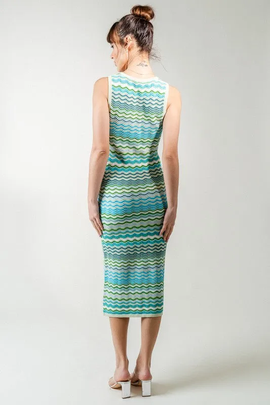 Margarita Missoni Inspired Wavy Knit Midi Dress