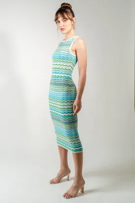 Margarita Missoni Inspired Wavy Knit Midi Dress