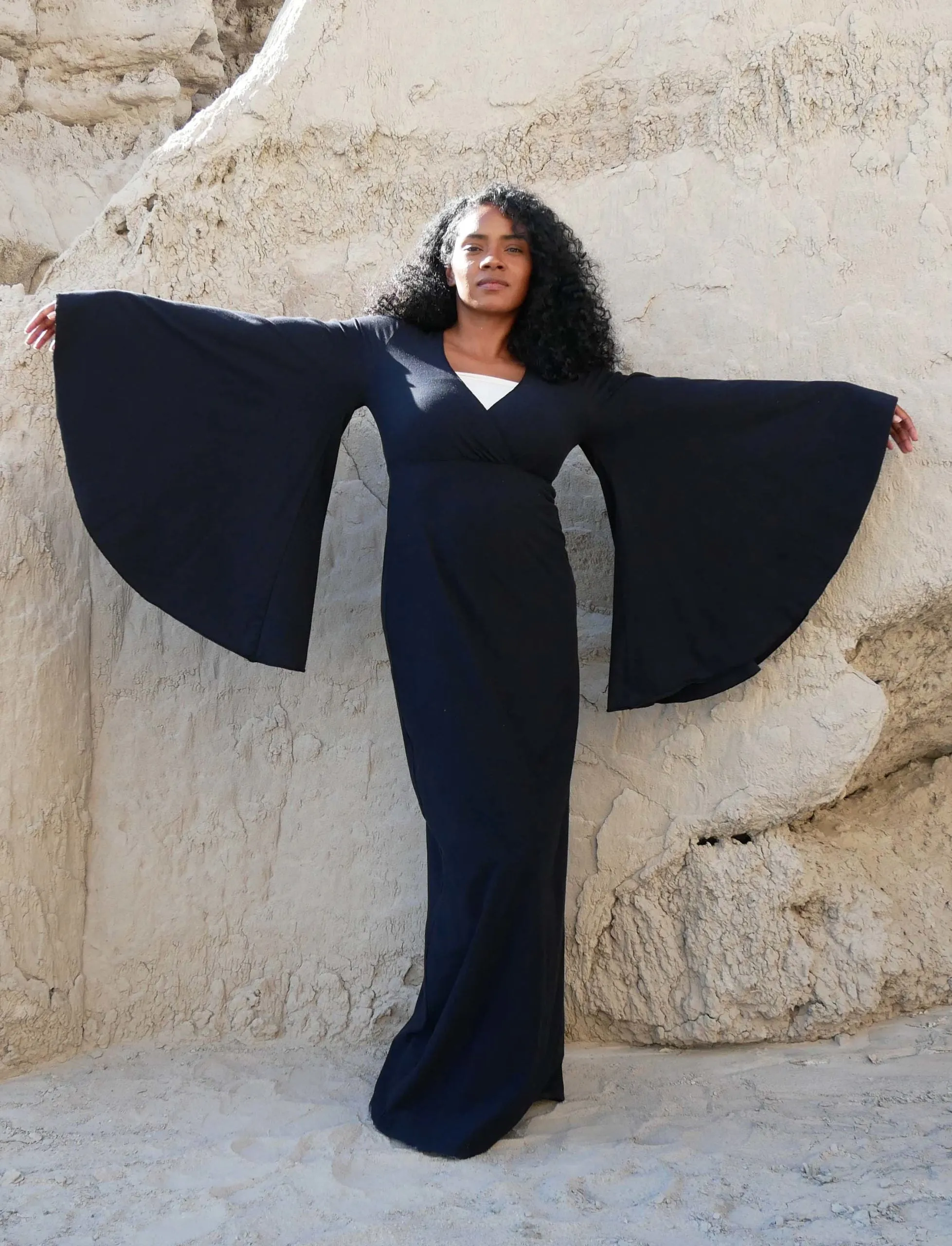 Market Priestess Sleeve Empire Pencil Long Dress
