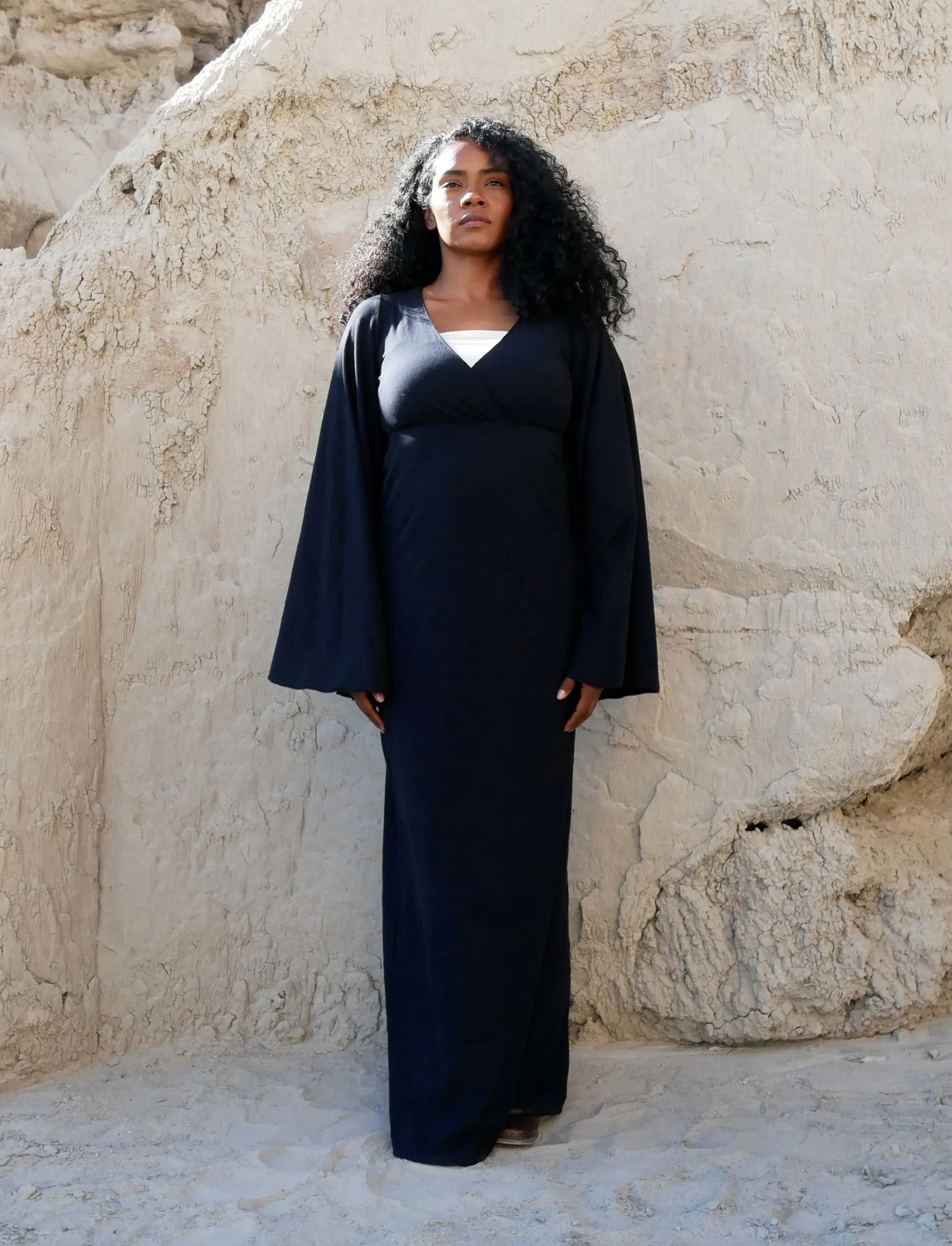 Market Priestess Sleeve Empire Pencil Long Dress