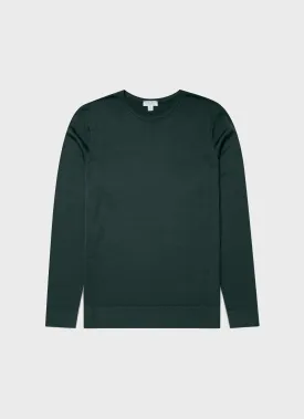 Men's Extra-Fine Merino Crew Neck in Drill Green