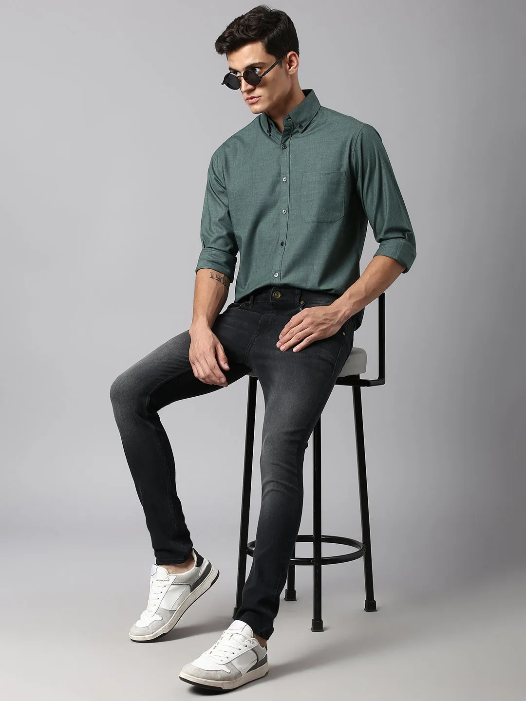 Men's Slim Fit Black Stretchable Denim Jeans (Black)