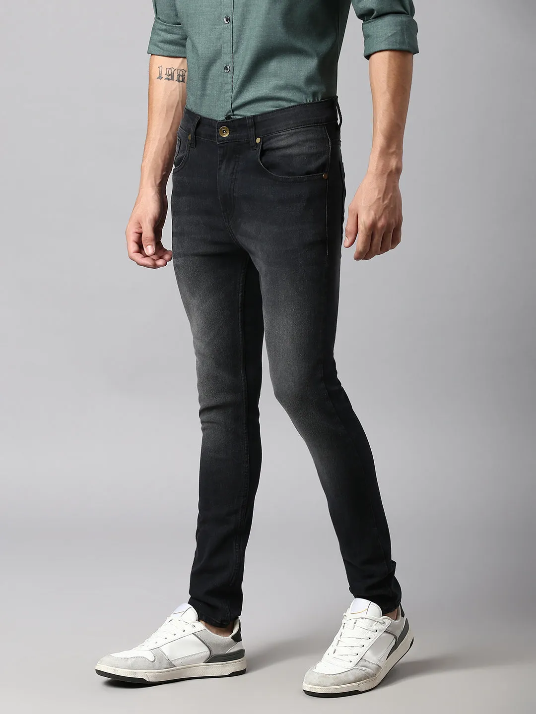 Men's Slim Fit Black Stretchable Denim Jeans (Black)