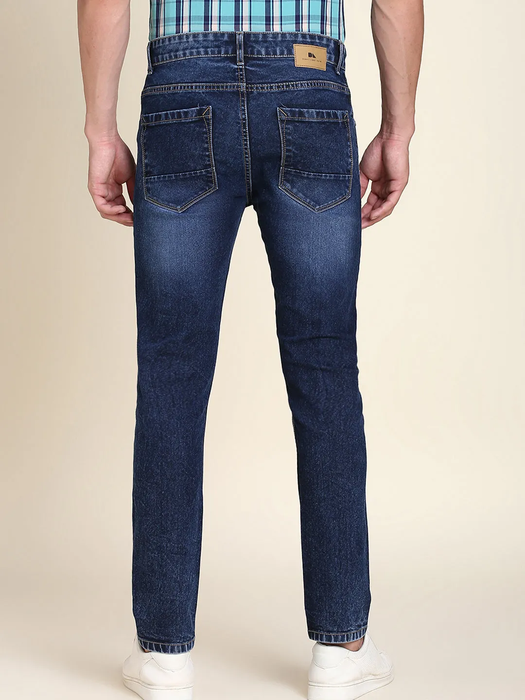 Men's Slim Fit Stretchable Denim Solid Jeans (Dark Blue)