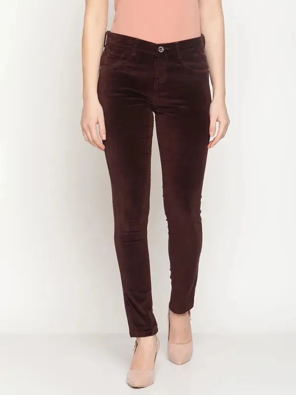 Mettle Women Maroon Stretchable Jeans