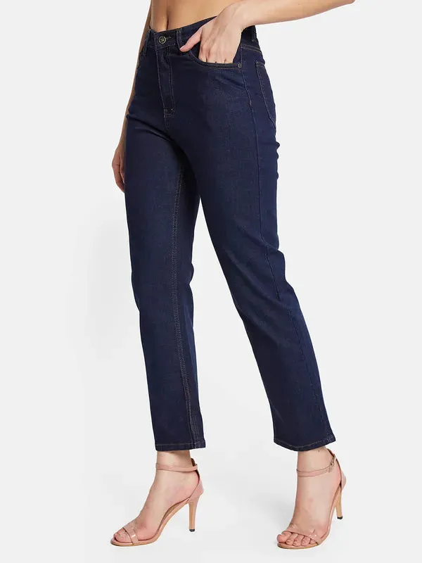 Mettle Women Straight Fit Cotton Stretchable Cropped Jeans