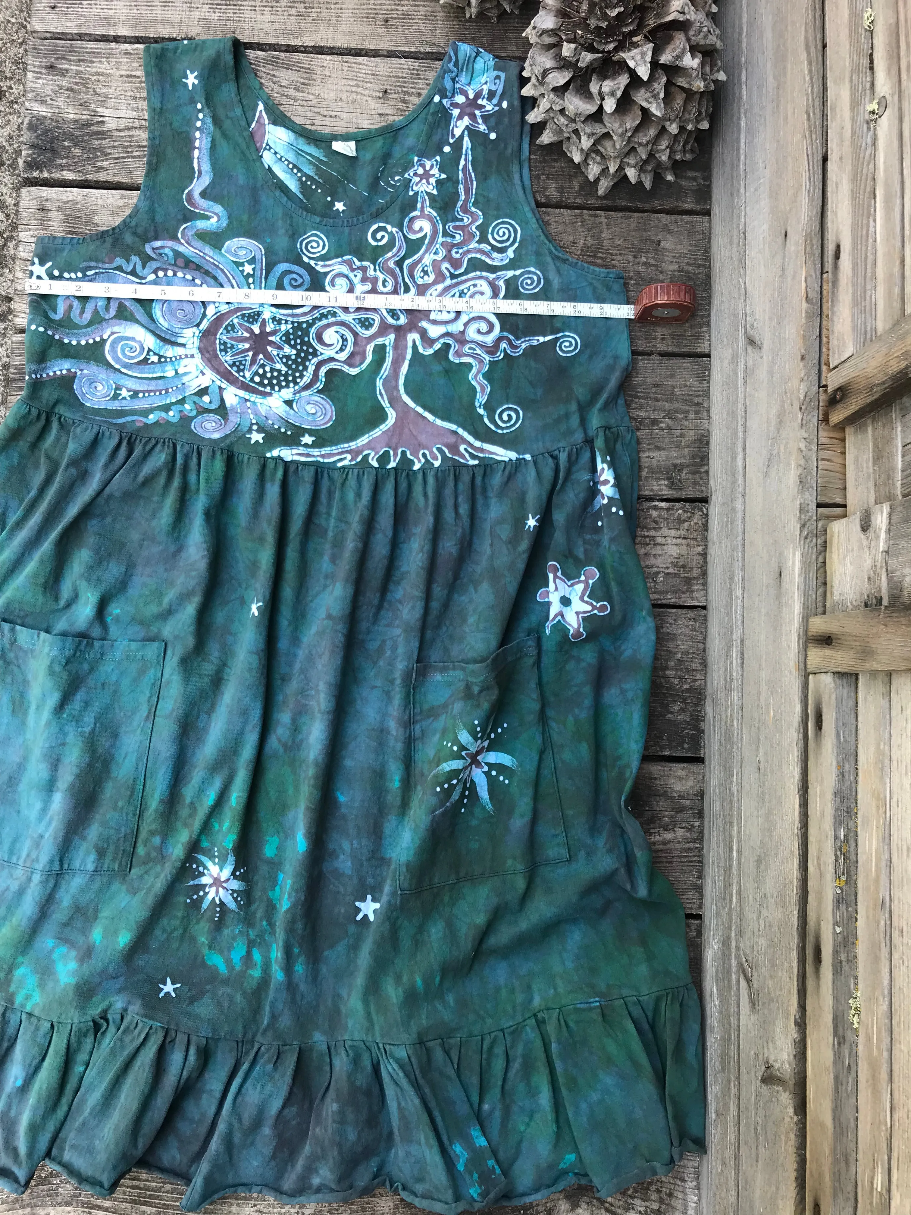 Mist in the Moss Green Forest - Farmer's Market Pocket Dress - Size 2X