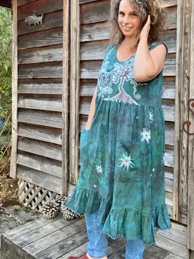 Mist in the Moss Green Forest - Farmer's Market Pocket Dress - Size 2X