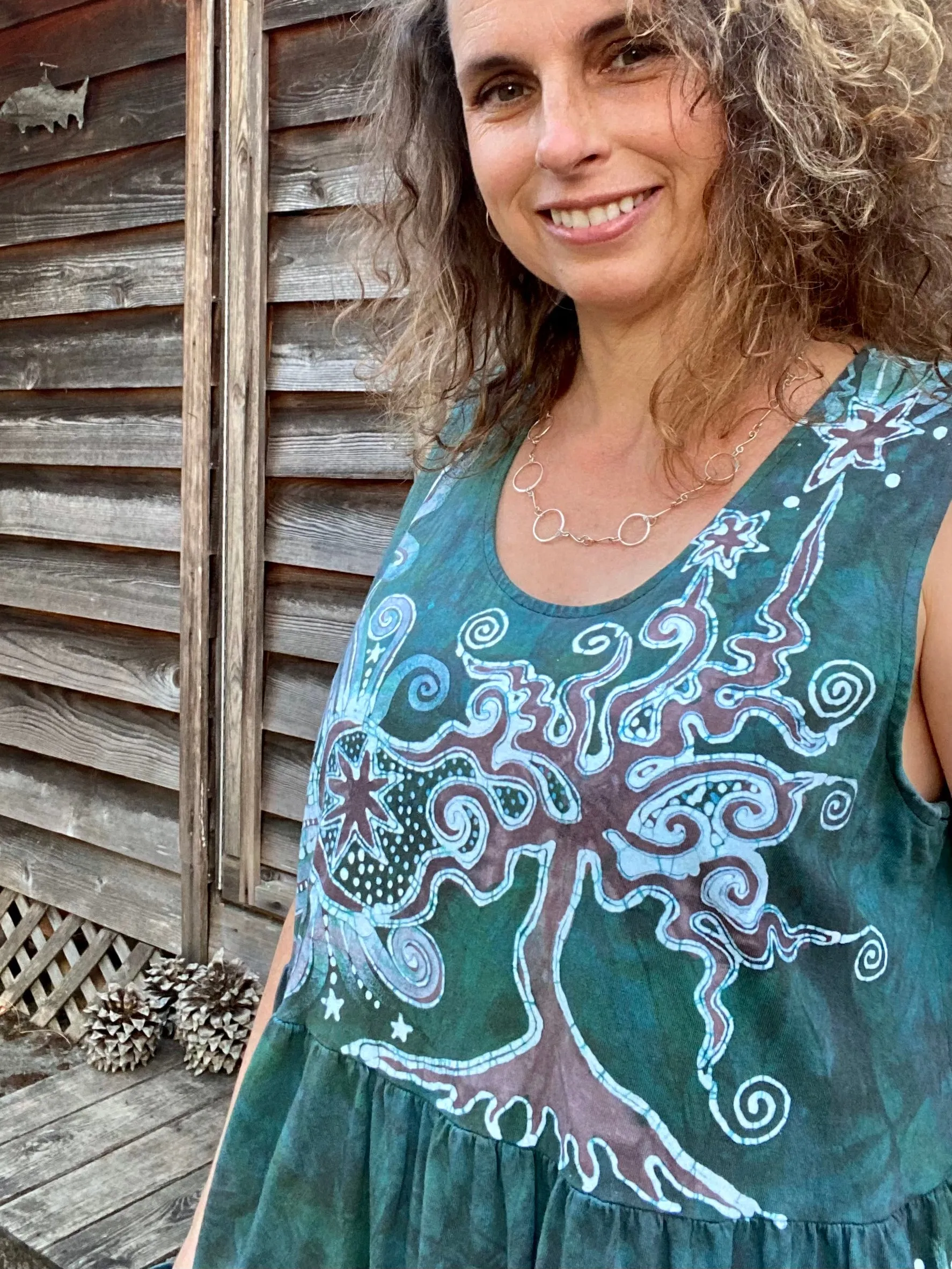 Mist in the Moss Green Forest - Farmer's Market Pocket Dress - Size 2X