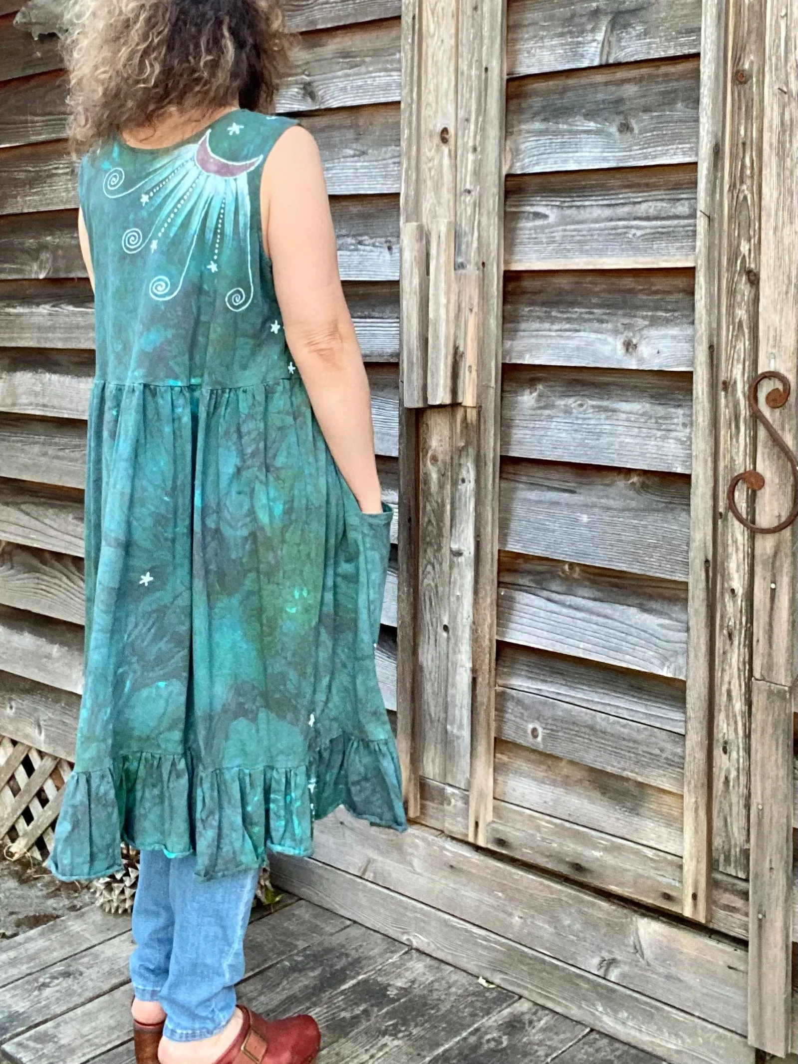 Mist in the Moss Green Forest - Farmer's Market Pocket Dress - Size 2X