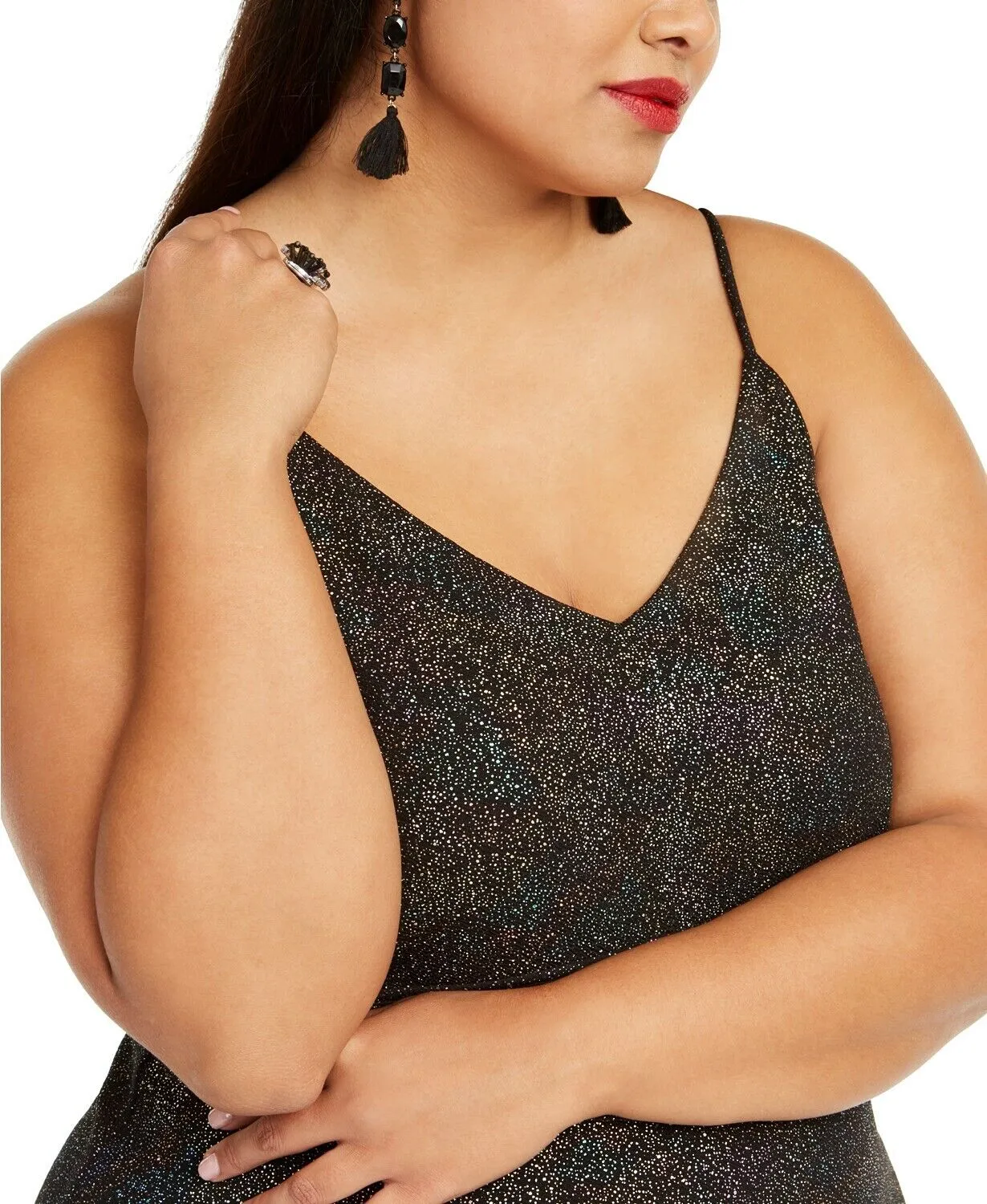 Monteau Trendy Plus Size Multicolor-Foil Skater Dress