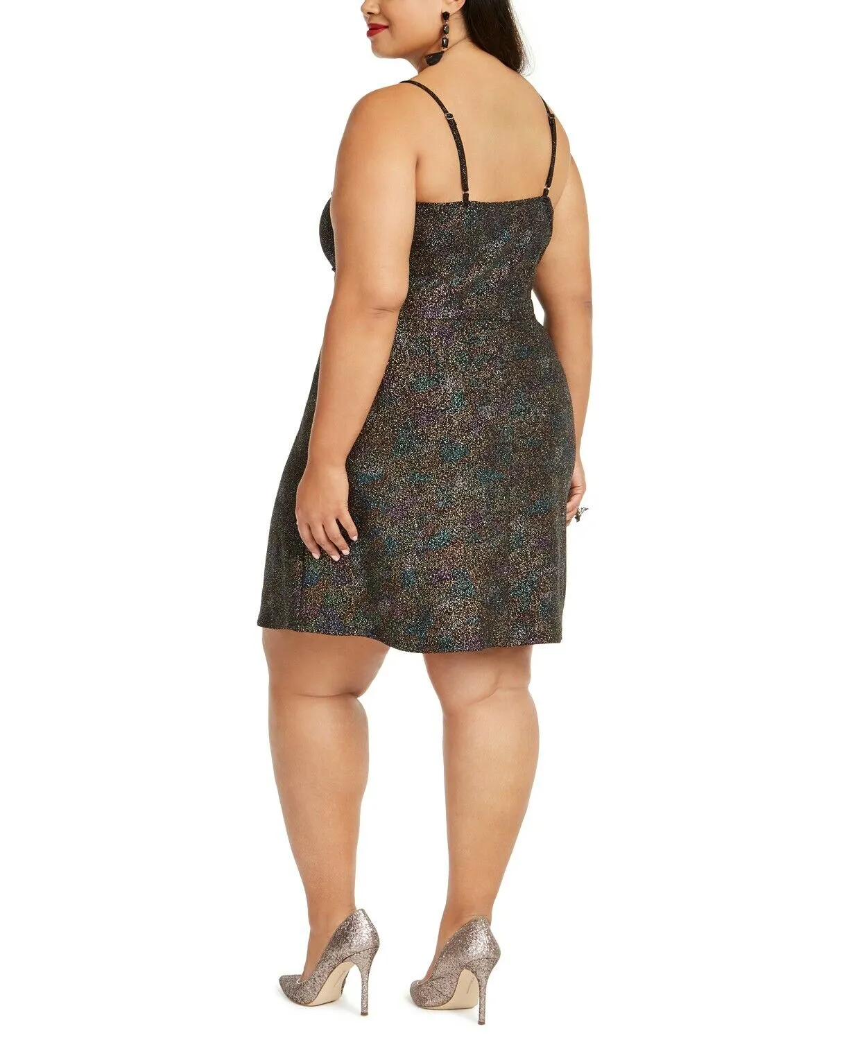 Monteau Trendy Plus Size Multicolor-Foil Skater Dress