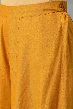 Mustard Glitter Printed Plus Size Culottes