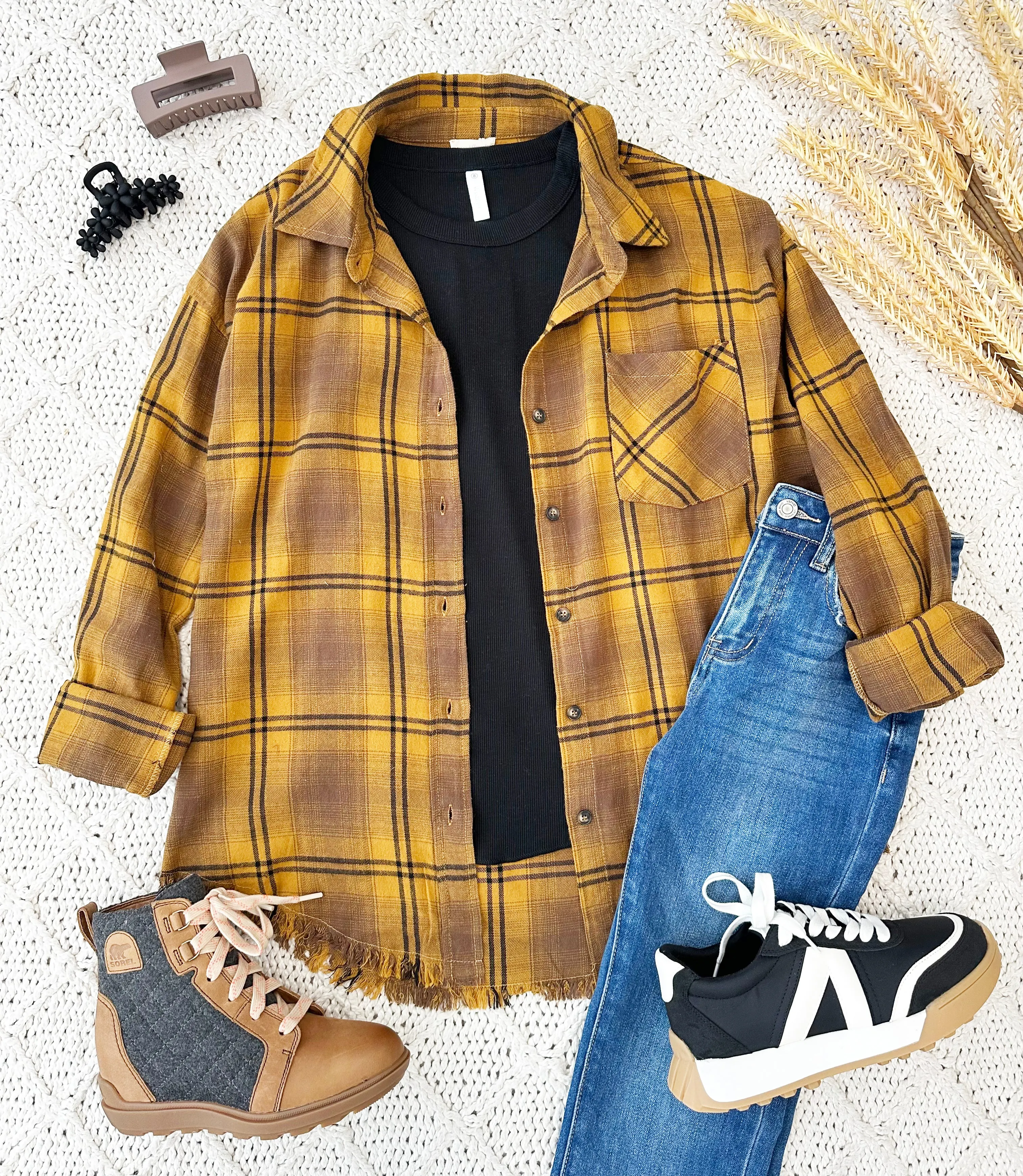 Mustard Plaid Shirt - FINAL SALE