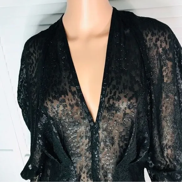 *NEW* IRO Teruja Metallic & Silk Puff-Sleeve Blouse Size 2