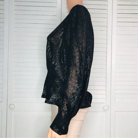 *NEW* IRO Teruja Metallic & Silk Puff-Sleeve Blouse Size 2