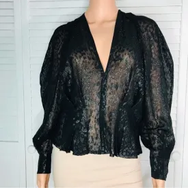 *NEW* IRO Teruja Metallic & Silk Puff-Sleeve Blouse Size 2