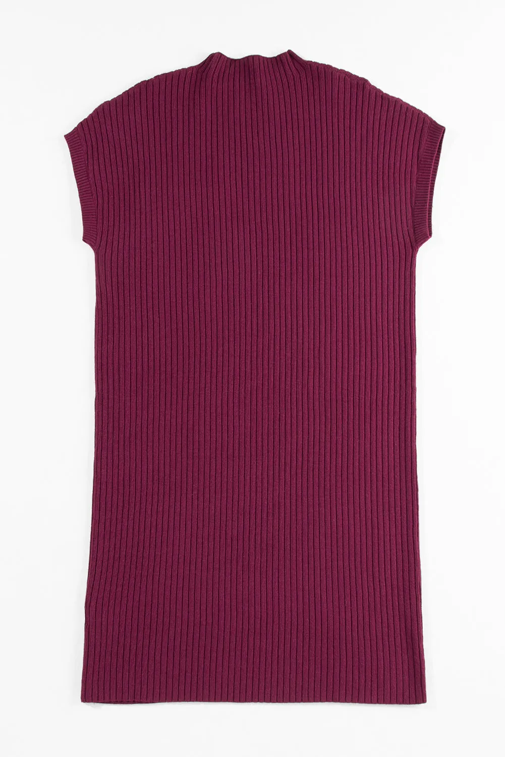 Oatmeal Patch Pocket Ribbed Knit Short Sleeve Sweater Dress