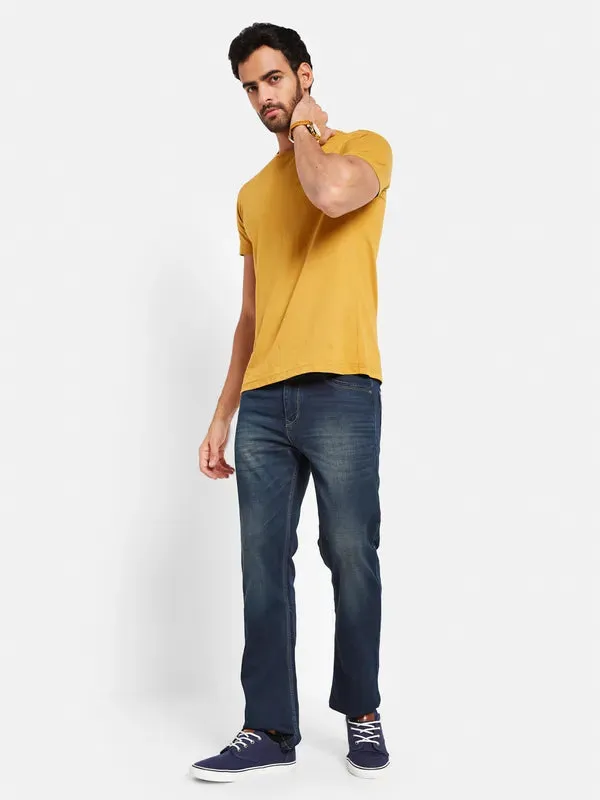 Octave Men Mid Rise Bootcut Clean Look Light Fade Stretchable Jeans