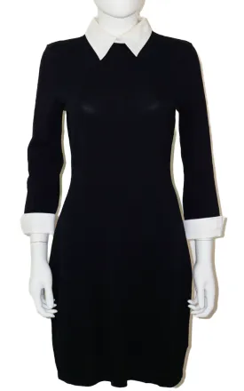 RALPH LAUREN Collared Black Classic Knit Dress