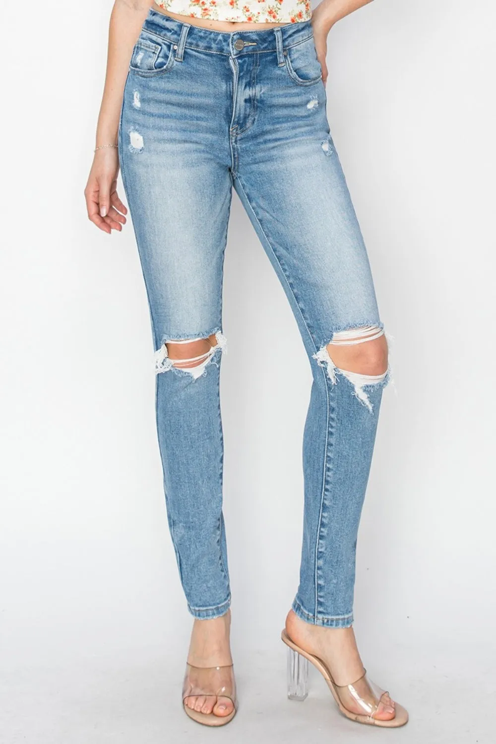 Risen | High Rise Skinny Jeans | Rubies   Lace