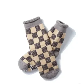Rototo Pile Room Socks Checkerboard Mid Gray