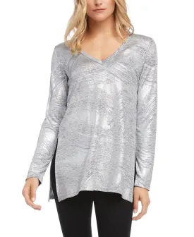 Silver Metallic V-Neck