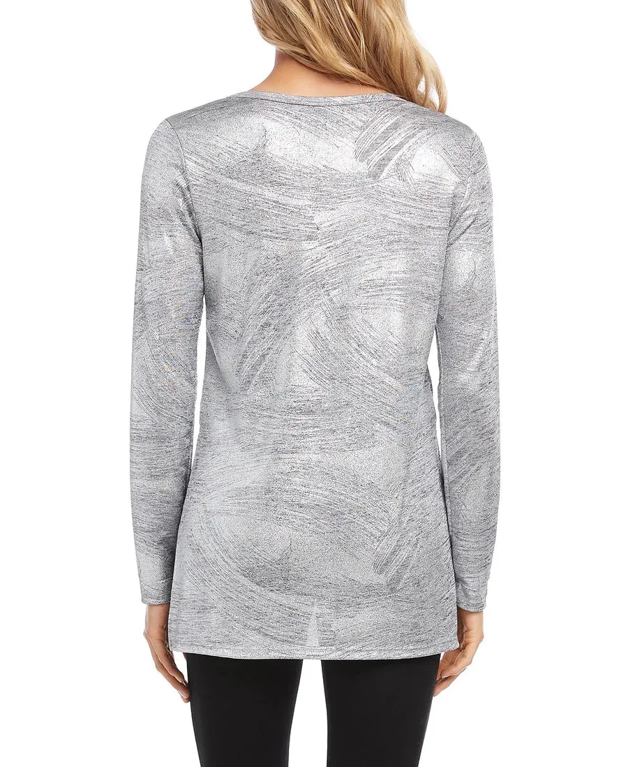 Silver Metallic V-Neck