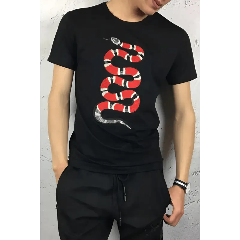 Snake Short-Sleeved T-Shirt Lovers - Premium Cotton Tee with Animal Print