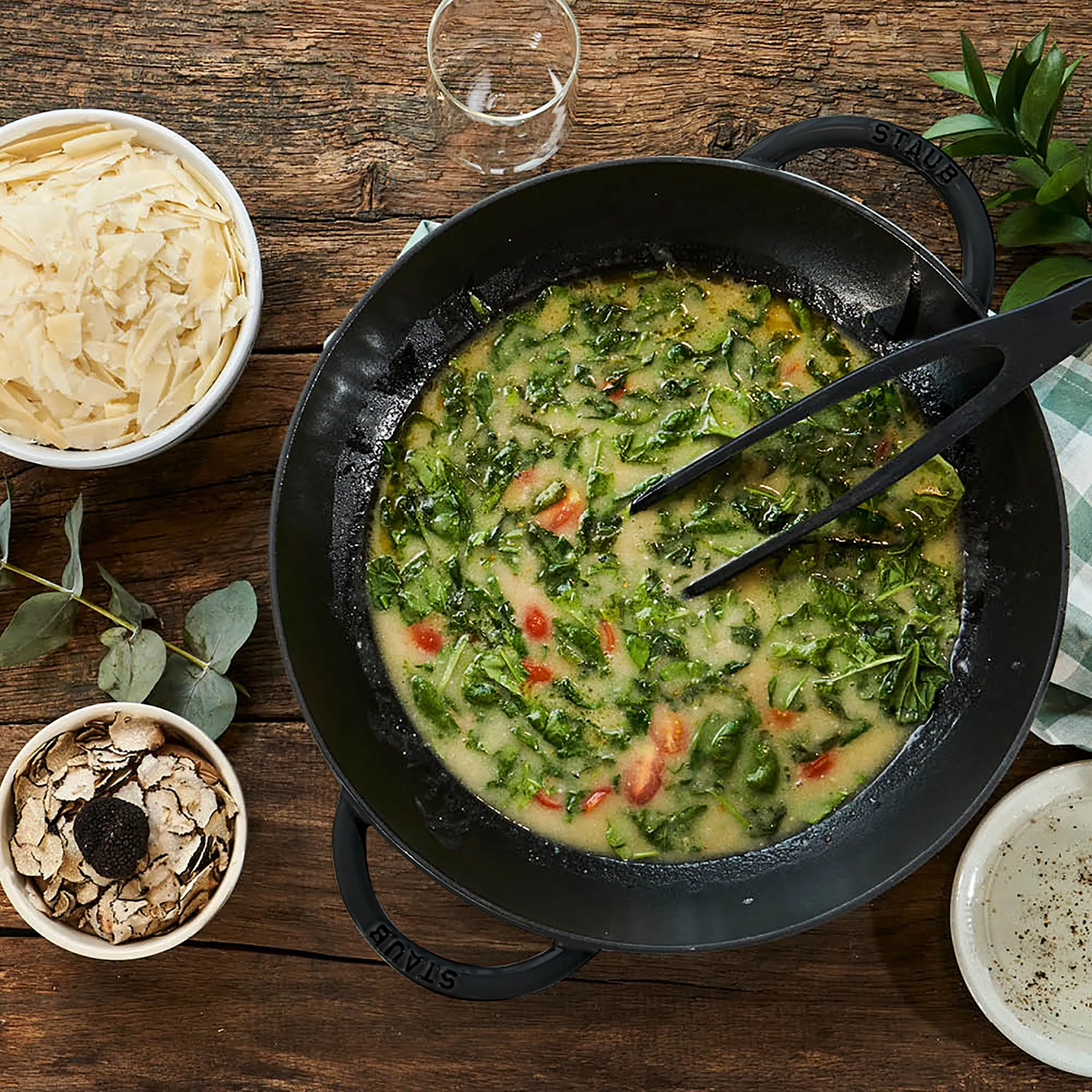 Staub 14" Matte Black Wok with Glass Lid