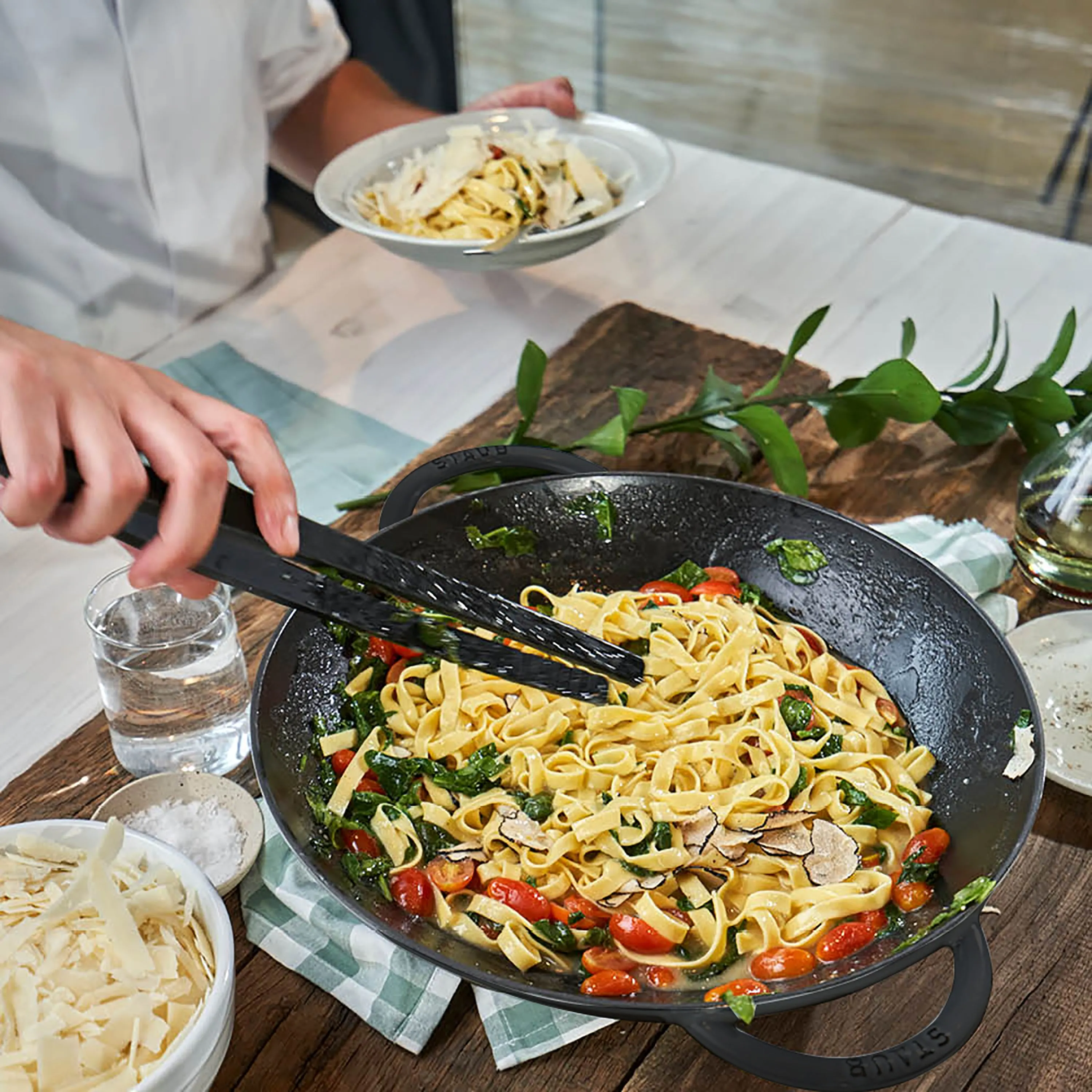 Staub 14" Matte Black Wok with Glass Lid