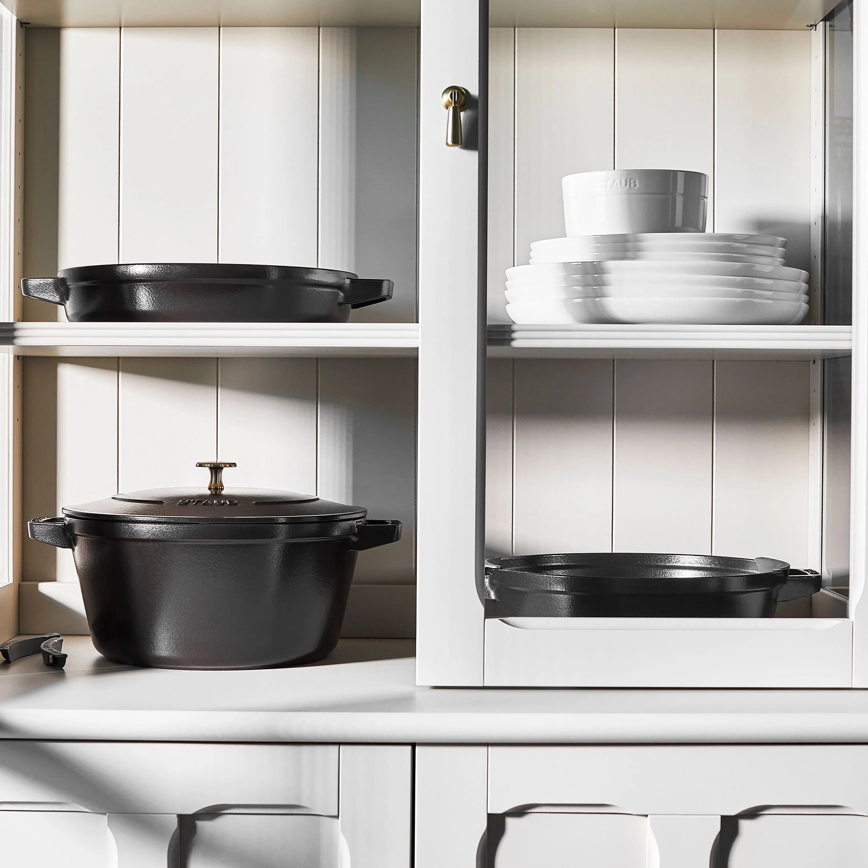 Staub 4 Piece Matte Black Stackable Cast Iron Cookware Set