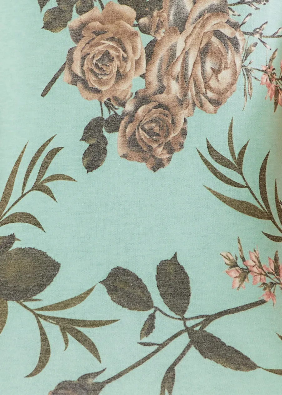 Steal - Mint Short Sleeve Floral Print Knit Dress  - LAST ONES FINAL SALE