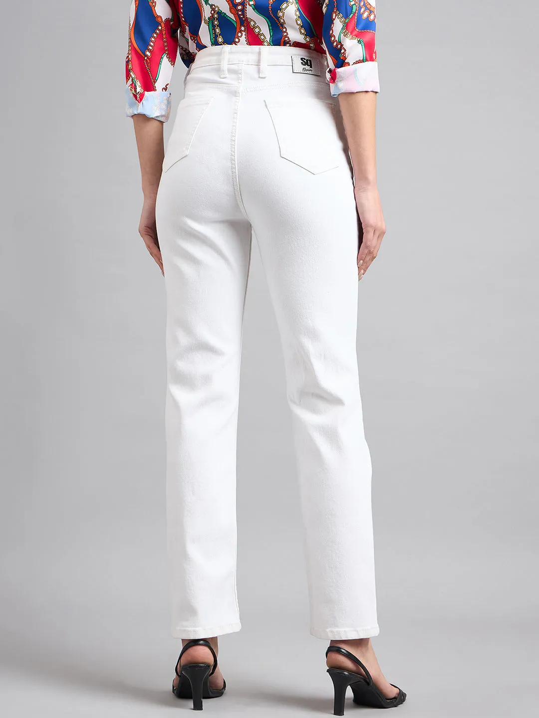 Style Quotient Women White Straight Fit High Rise Stretchable Jeans