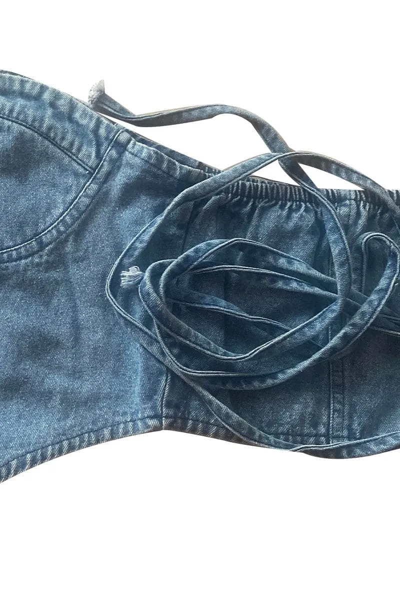TB477 Denim Bustier Top