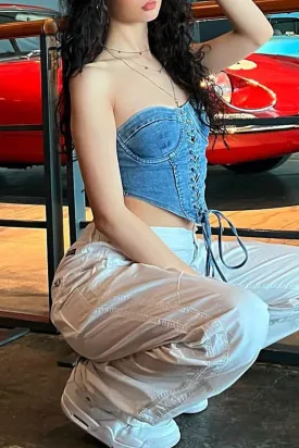 TB477 Denim Bustier Top