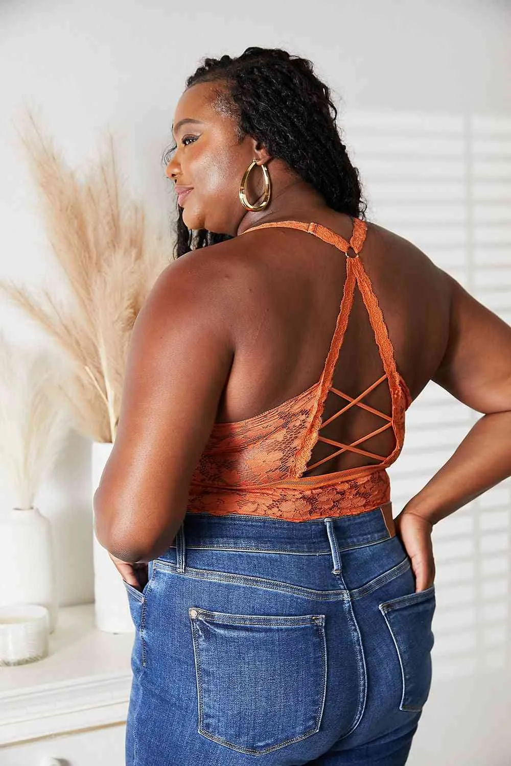 TEEK - Rust Juliette Full Size Crisscross Lace Bralette