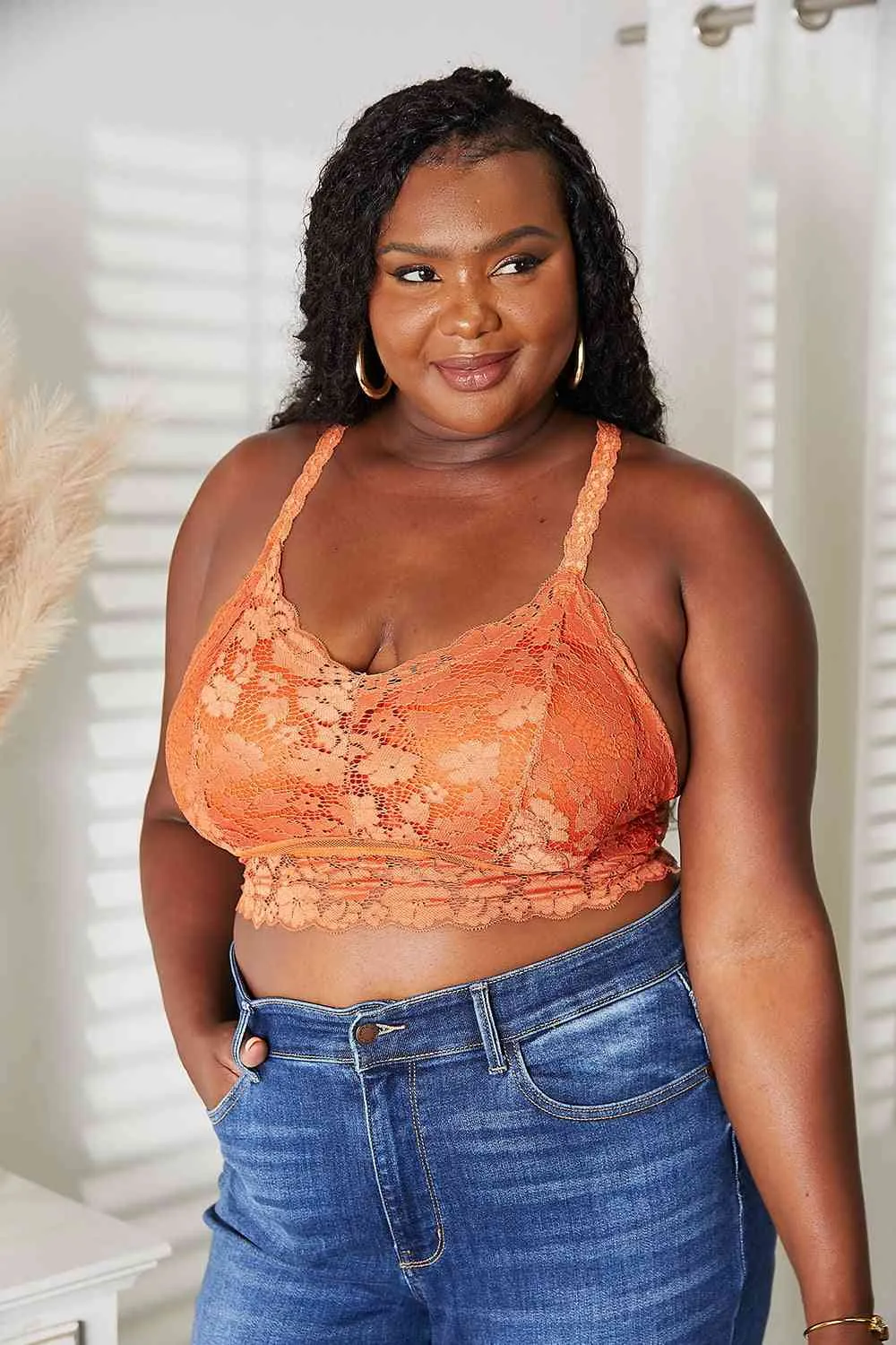TEEK - Rust Juliette Full Size Crisscross Lace Bralette