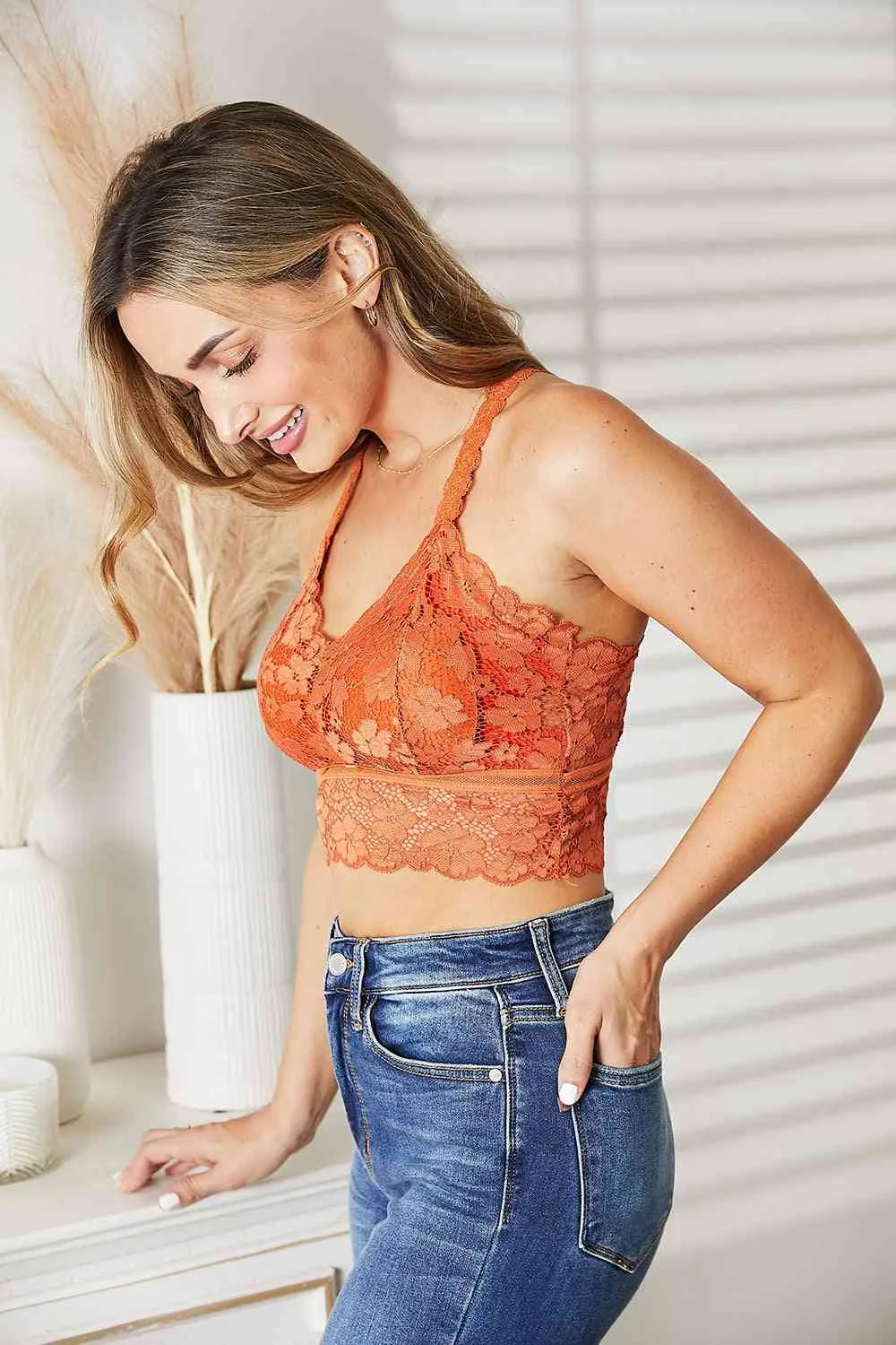 TEEK - Rust Juliette Full Size Crisscross Lace Bralette
