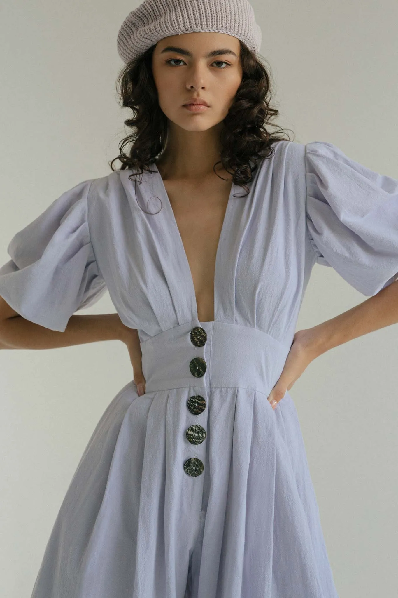 THE JAIME JUMPSUIT CULLOTES  - LILAC / CHARCOAL BUTTON