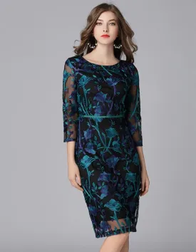 Three Quarter Lace Embroidery Dress