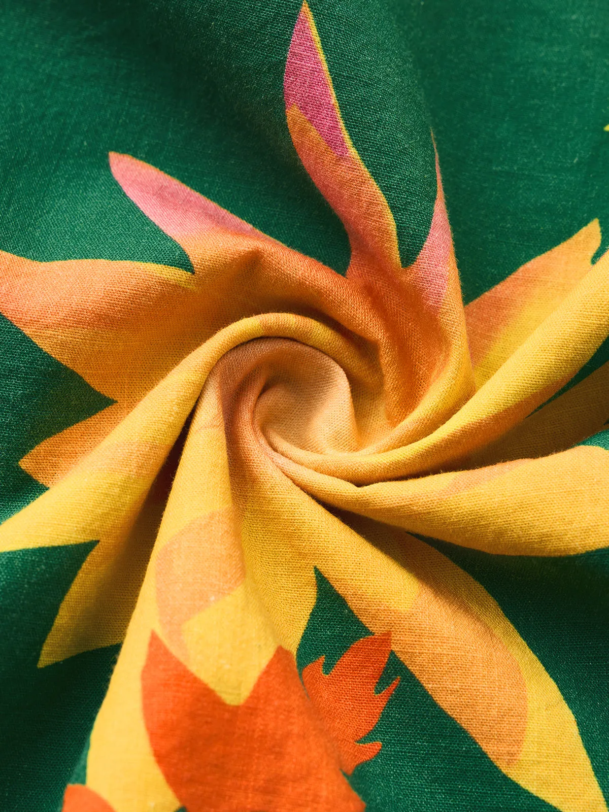 Tropical Floral & Bee Cotton Camp Shirt