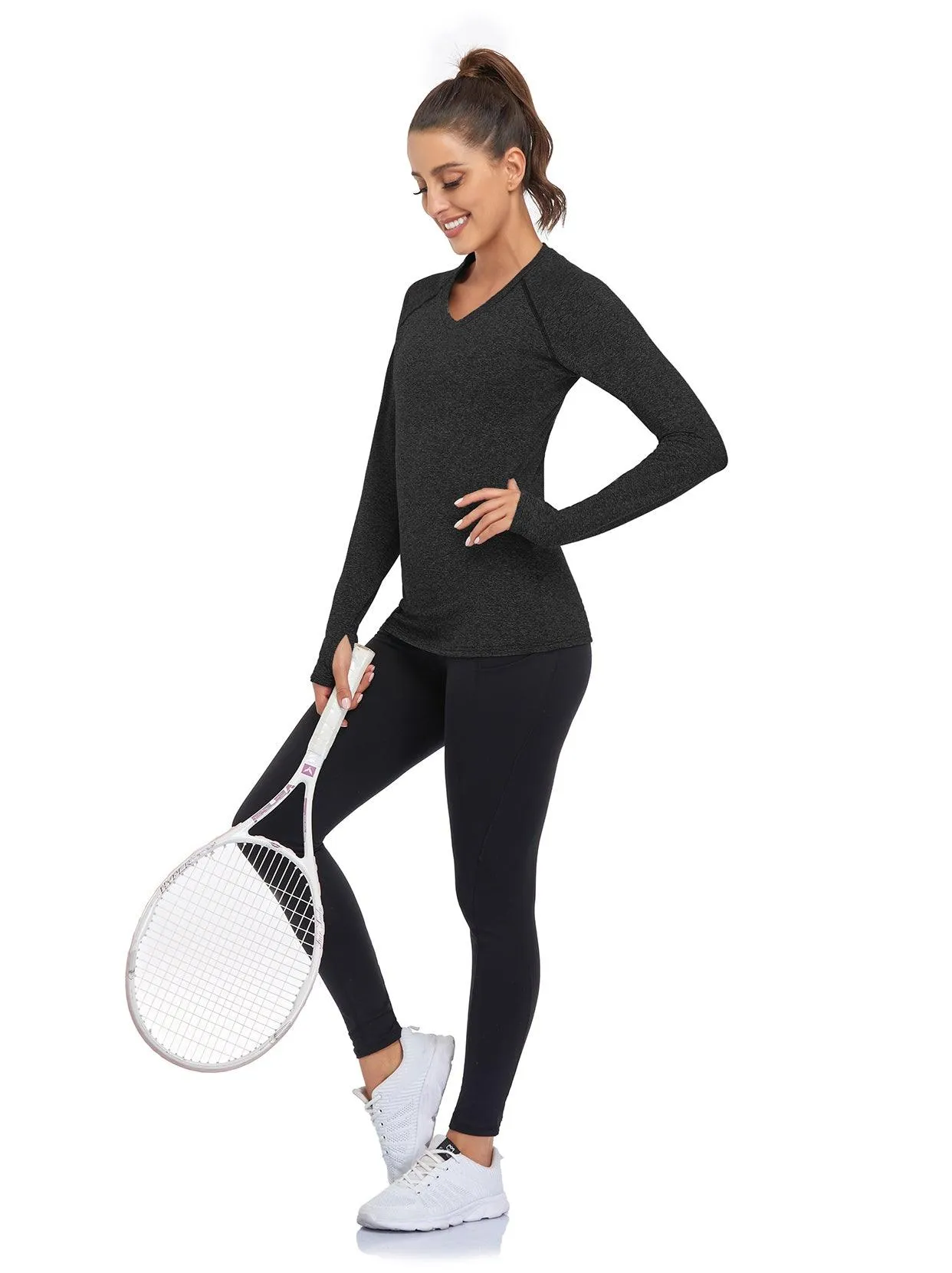 V-neck Long-sleeve Thermal Top for Women