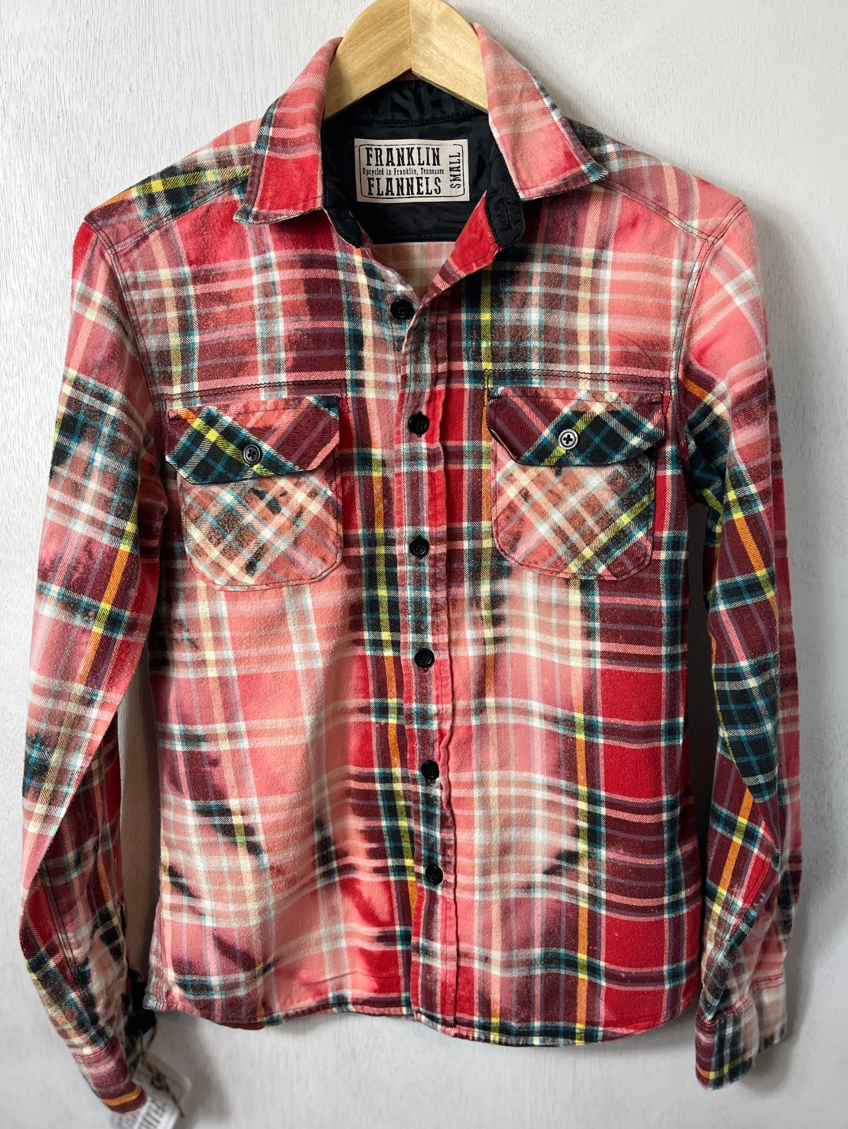 Vintage Pink, Red, White and Black Flannel Size Small