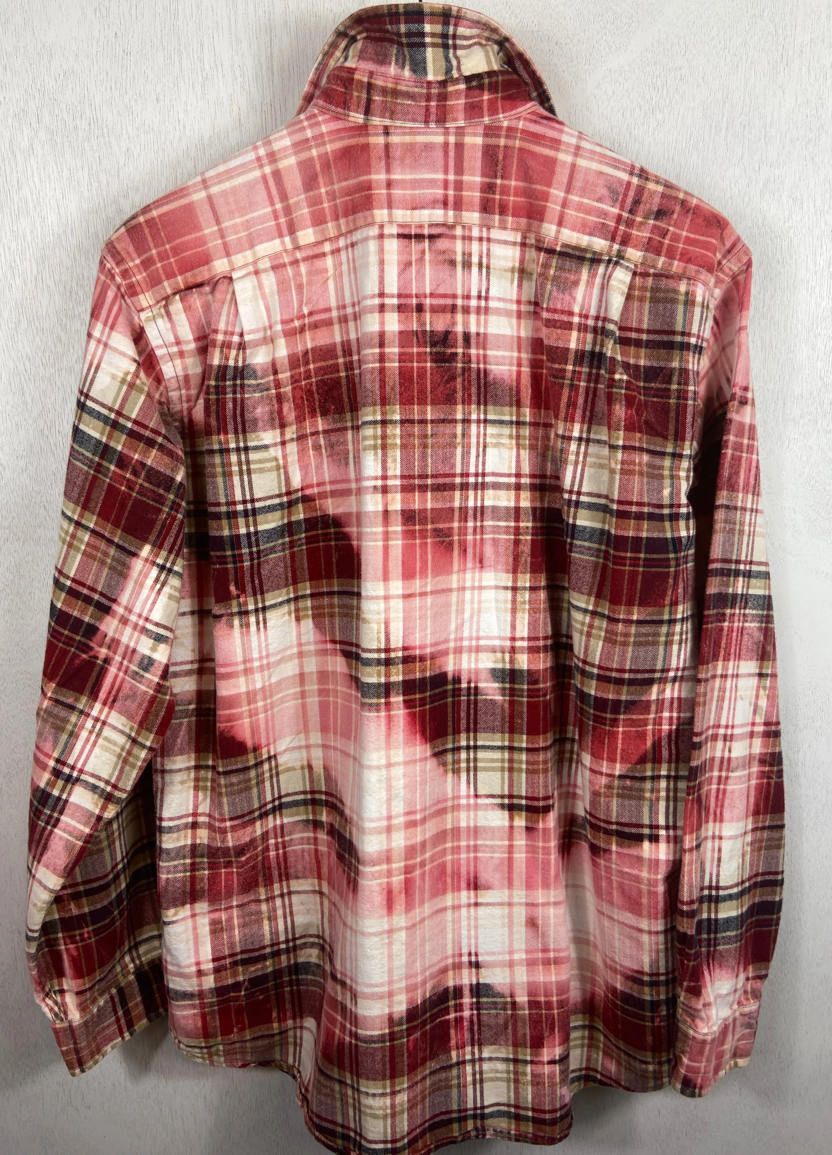 Vintage Red, White and Pink Flannel Size Medium