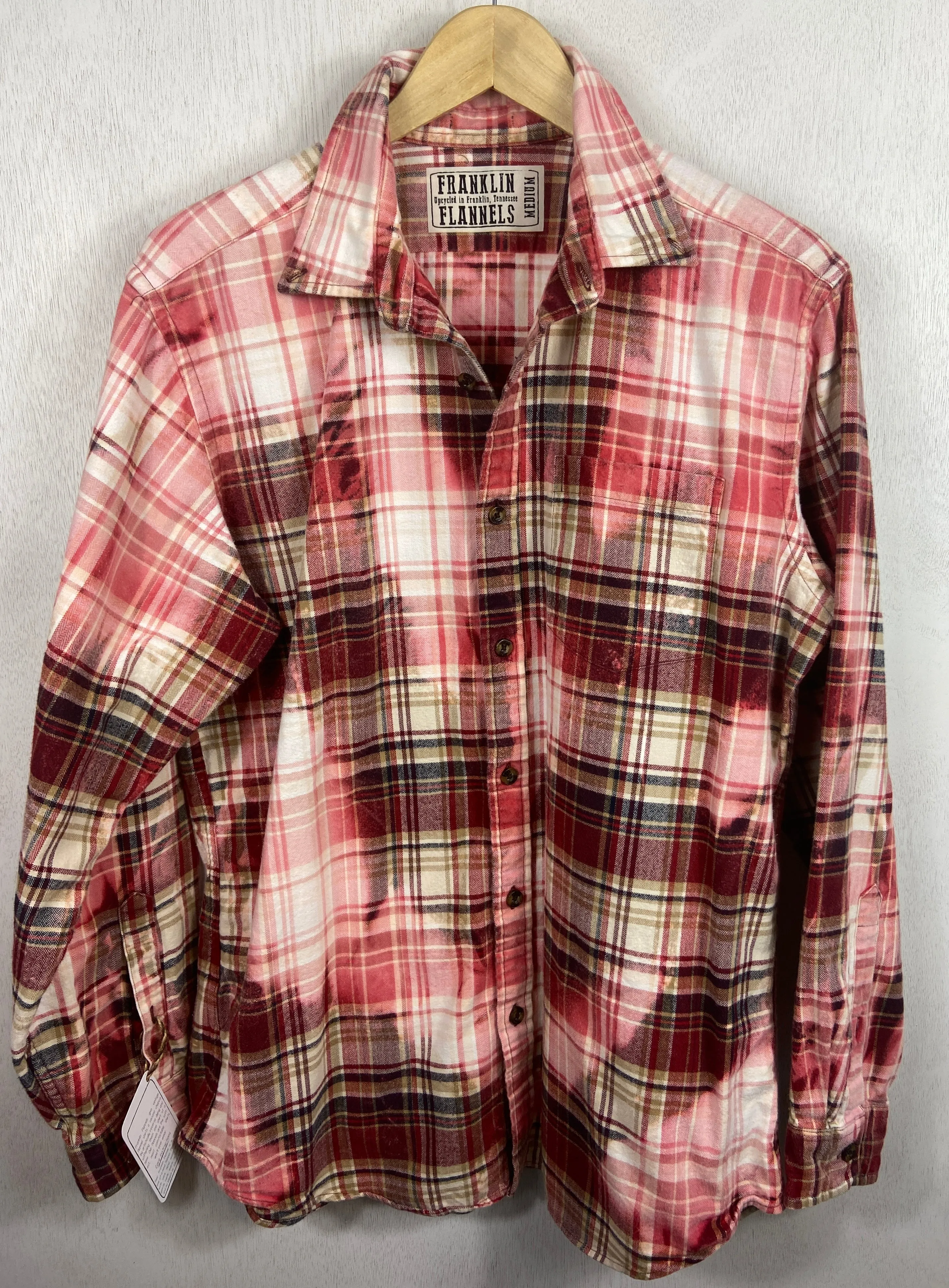 Vintage Red, White and Pink Flannel Size Medium