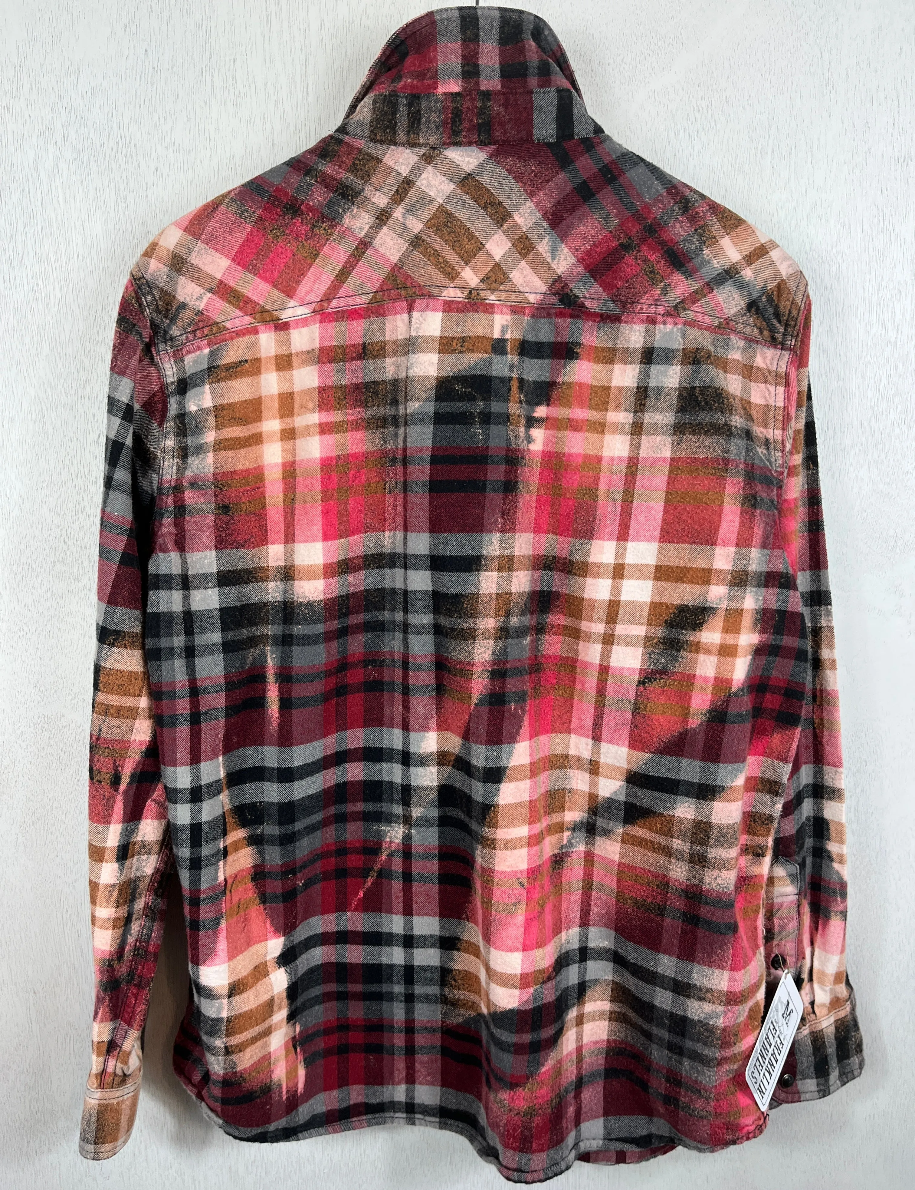 Vintage Western Style Burgundy, Pink, Black and Grey Flannel Size Medium