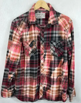Vintage Western Style Burgundy, Pink, Black and Grey Flannel Size Medium